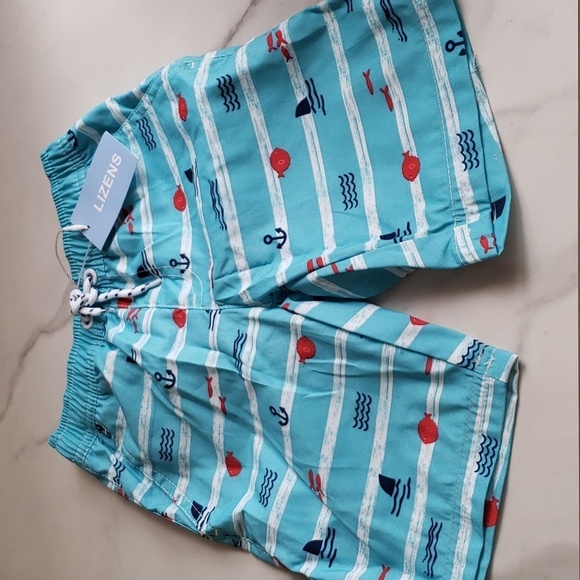 LIZENS UPF 50+ Quick Dry Swim Trunks in an Ocean Theme Size 2-3T - Picture 4 of 9